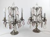 paire de chandeliers anciens en cristal et argent