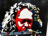 a picture of a painting of a man playing a flute