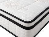 a close up of a mattress on a white surface with no sheets