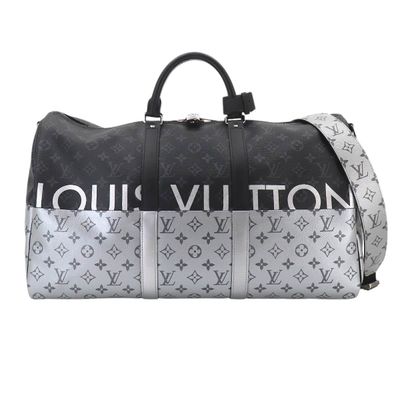 louis vuitton duffle bag with monogram print in black and white