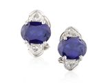 une paire de boucles d'oreilles en saphir et diamant