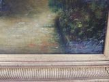 an image of a painting of a river with trees in the background