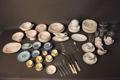 a table with a lot of plates and silverware on it