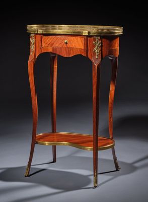 a small table with a shelf on the top and a drawer on the bottom
