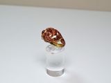 a glass cup with a chocolate candy in it on a table