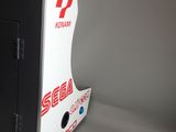 a black and white box with a red and white logo on it