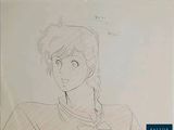 drawing of a girl with braids and a bow in her hair