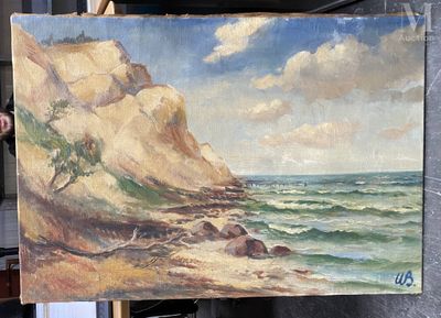 École MODERNE Falaise Huile sur toile