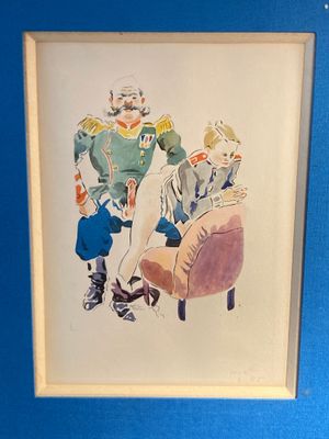 CURIOSA - Aquarelle originale sur papier, très libre, montra…