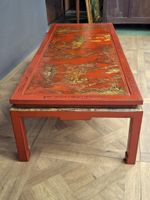 Panneau en laque rouge à décor de paysage, monté en table ba… (photo 3)