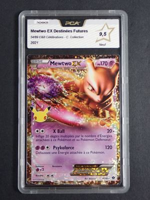 a close up of a card in a plastic case on a table