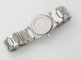 an image of a wrist watch on a white surface with a white background