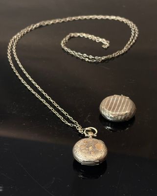 Montre de col en argent (800) avec chaîne giletière