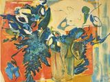une peinture de fleurs dans un vase sur une table