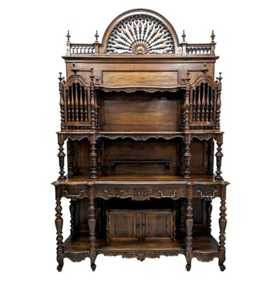 an image of a wooden cabinet with a clock on top of it