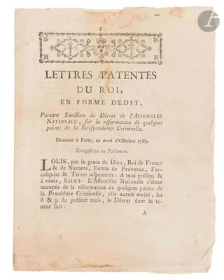 LOUIS XVI. 5 imprimés, 1780-1791 ; in-4.