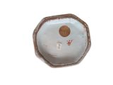 a small white bowl with a brown design on it