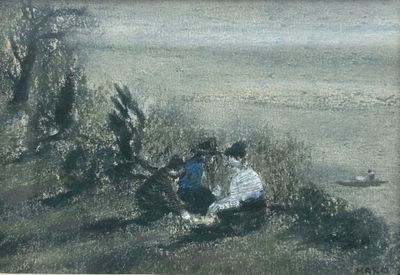 HARD. Jérôme HARD (XX°) Déjeuner en bord de rivière