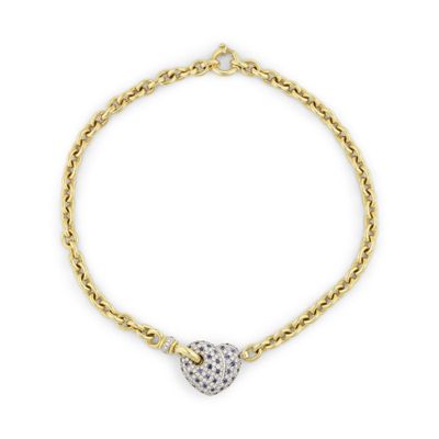 un bracelet en or orné d'un pendentif en forme de cœur serti d'un diamant