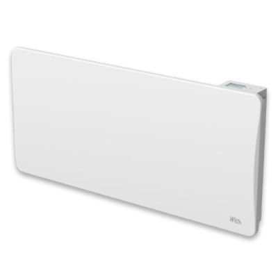 un radiateur électrique blanc posé sur un mur blanc