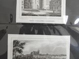two pictures of a castle on display on the wall