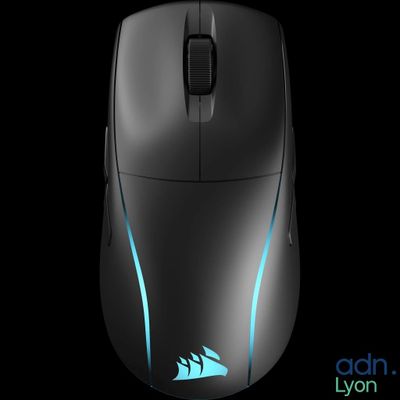 un gros plan d'une souris d'ordinateur sur fond noir