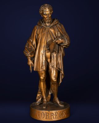 Sculpture en bronze du peintre Correggio - Italie, XIXe sièc…