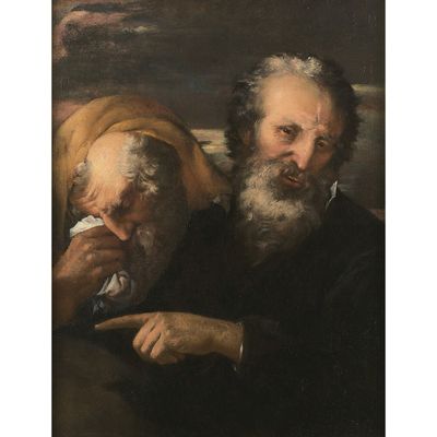 une image représentant un tableau où l'on voit deux vieillards en train de fumer une cigarette