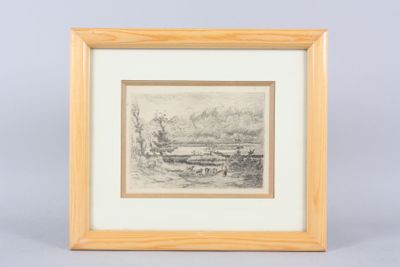 une image représentant un dessin d'une scène de vie à la ferme, dans un cadre en bois