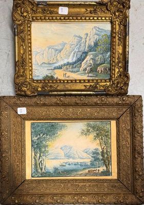 JCM. Paysage de Suisse. Aquarelle.