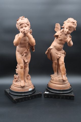 D'après Auguste MOREAU (1834-1917) « L'Amour ou Eros ». Paire de ...