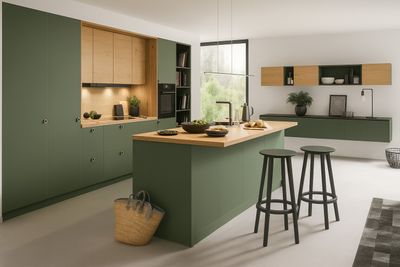 Cuisine AMALIA, marque OSKAB – Finition Vert & Bois