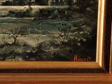 a painting of a man riding a horse in a field