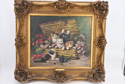 une photo d'une photo représentant un groupe de chatons dans un panier