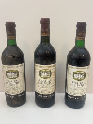 trois bouteilles de vin sont alignées sur une surface blanche