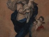an image of a painting of a woman holding a baby and a child