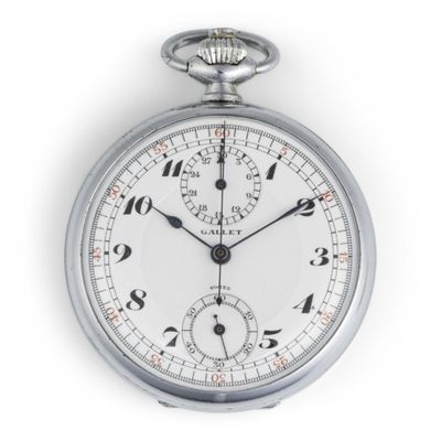 a close up of a silver pocket watch on a white background