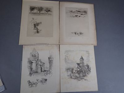 Paul Adrien BOUROUX (1878-1967), Lot de 4 gravures sur papie…