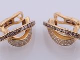 pair of 18k yellow gold and brown diamonds earrings