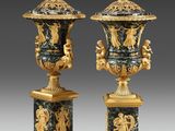 pair of 19th century french ormolu and marble urns