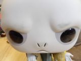 a close up of a white cat with big eyes
