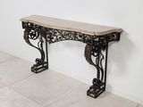 table console en fer forgé avec plateau en marbre