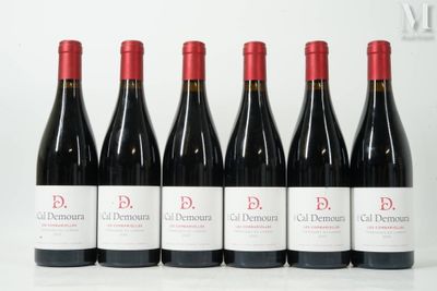 six bouteilles de vin rouge sont alignées sur une surface blanche