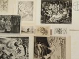 many different pictures on the wall of this room