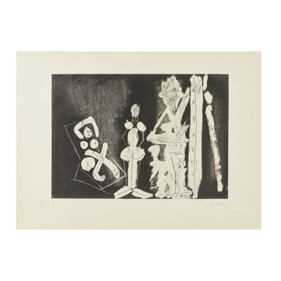 un dessin en noir et blanc représentant un homme debout à côté d'une femme