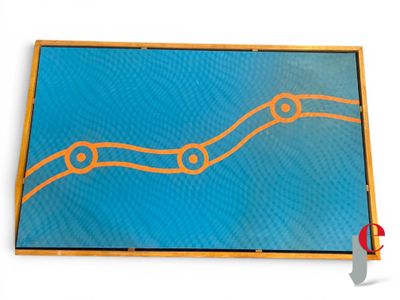 une image représentant un dessin d'une longue ligne sur fond bleu