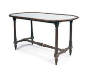 Table à dessus de fond de glace en bois de hêtre teinté acaj… (photo 2)