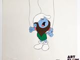 animation, production d'animation, cel représentant un Schtroumpf tiré de la série « Les Schtroumpfs »