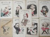 some old political cartoon books are sitting on a table