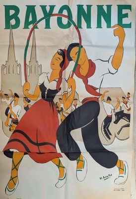 an old poster of a couple dancing in the street